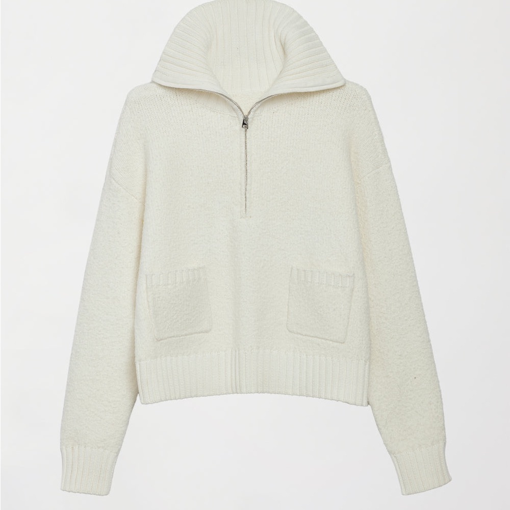 Carbon38 Half Zip Boucle Pullover